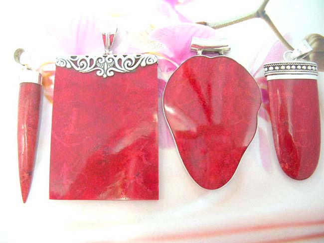 New age fashion accessory outlet collection, Sexy coral stone pendant with 925. sterling silver mounting from indonesia
