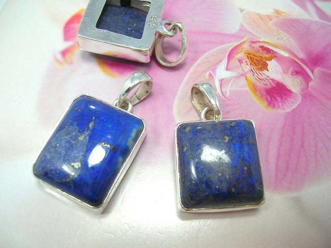 Quality fashion accessory wholesale importer, Royal blue precious gemstone pendant with 925. sterling silver frame