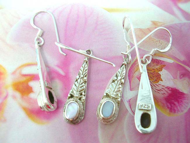 Exotic jewelry collectible warehouse, Handmade leaf designed, 925. sterling silver earrings with fine gemstone