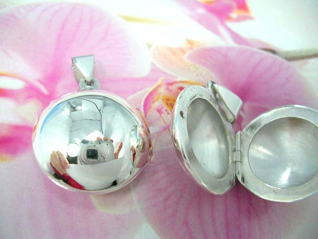 Bridal gift accessory importer, Solid 925. sterling silver ball locket pendant