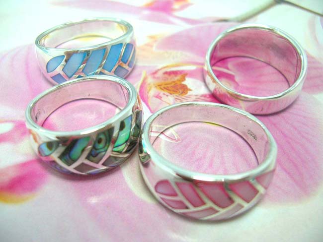 Best buy beauty wear jewelry online, Stylish abalone seashell braided design in 925. sterling silver ring